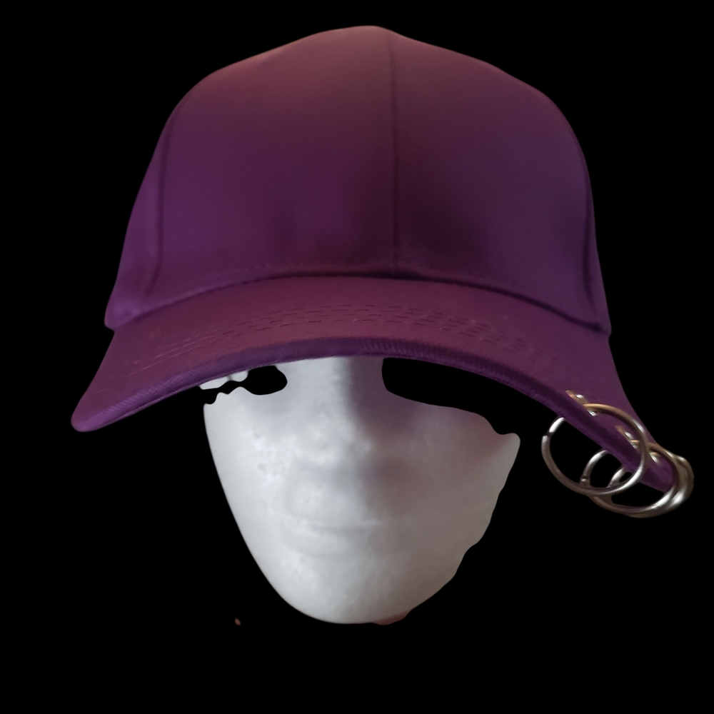 Purple Baseball Cap with Silver Rings